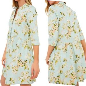 Tuckernuck Aqua Watercolor Button Down Royal Shirt Dress XS